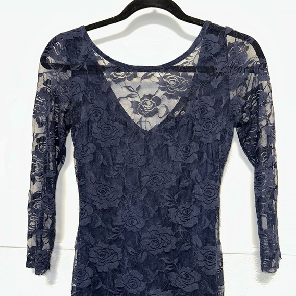 Women's Jump Apparel Dress Size 3/4 Blue Lace - Picture 6 of 10